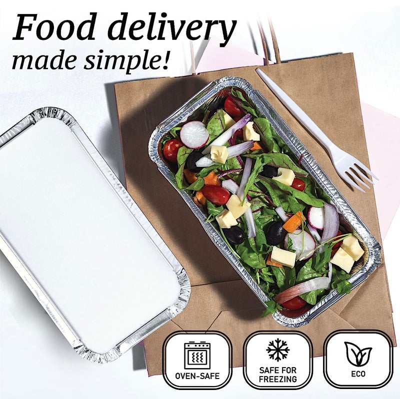 Spare Essentials (55 Pack Aluminum Loaf Pans with Lids 1.5 LB Disposable Bread Tins for Baking, Lunch Containers, Single Serve Baking Dishes - Foil Loaf Pans, Aluminum Bread Pans 7.8 x 4.3 x2 Inches - Image 3